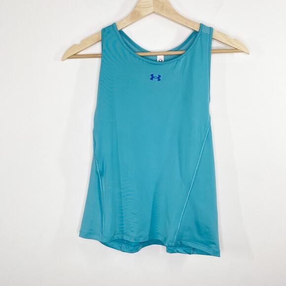 Under Armour Women Workout Tank Size L NWT Blue Racerback Working Running - Picture 1 of 9